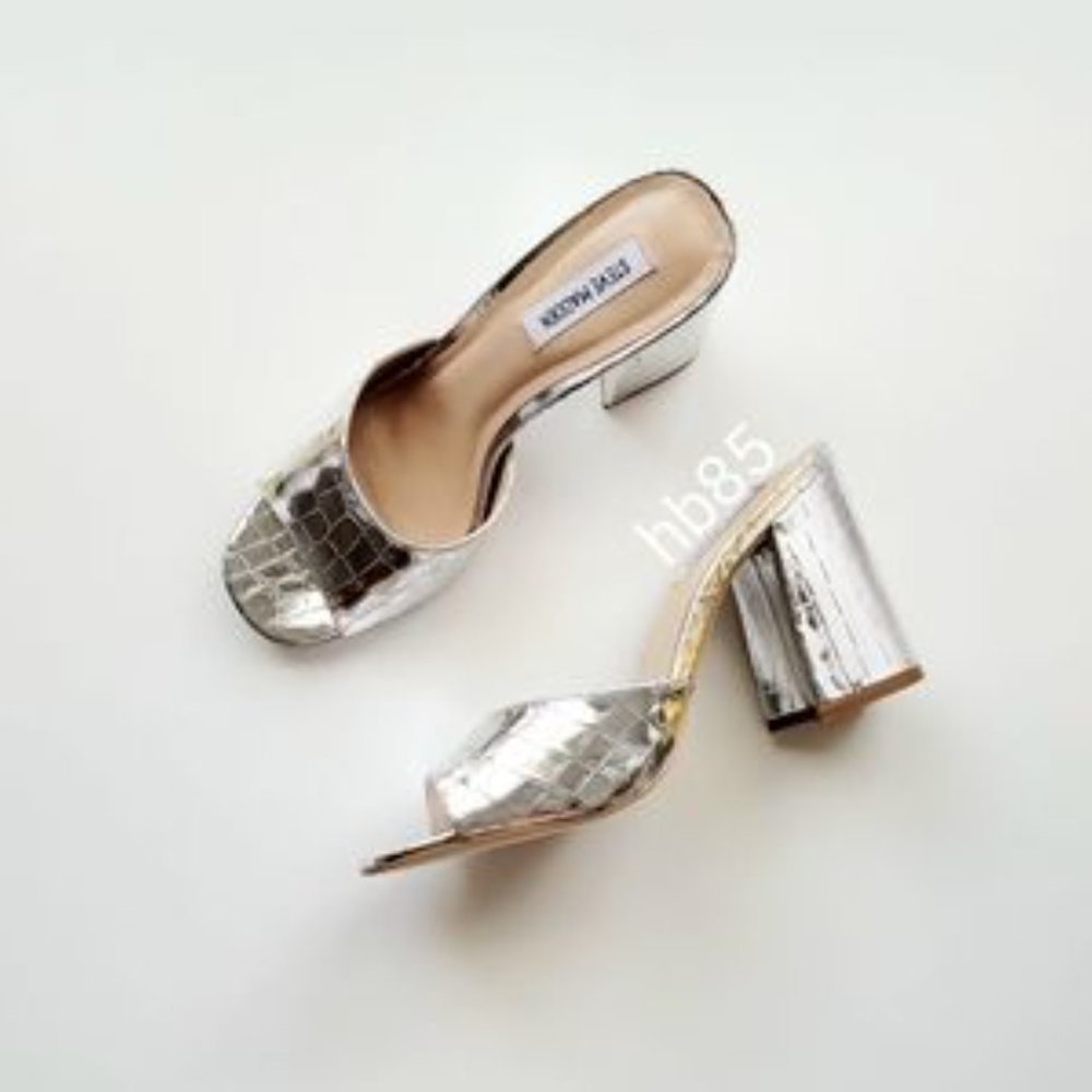 Steve Madden Commit Peep Toe Mule Metallic Women's 6